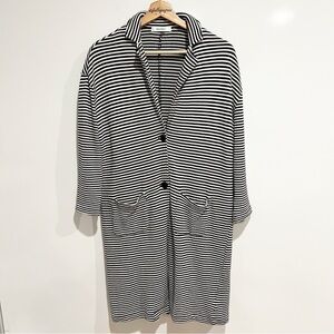 Moussy Long Stripe Cotton Coat Blazer